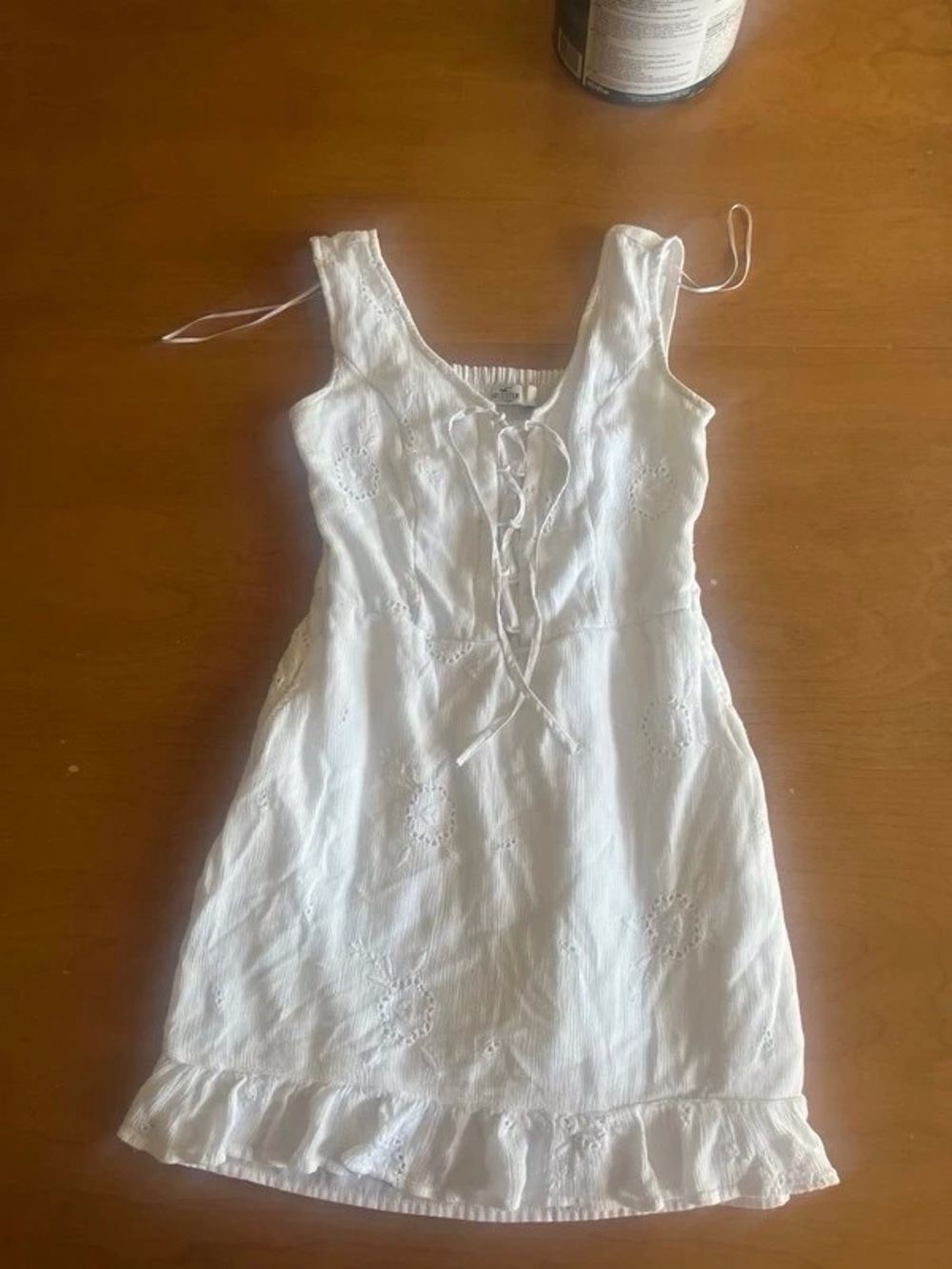 White Lace-Up Midi Dress